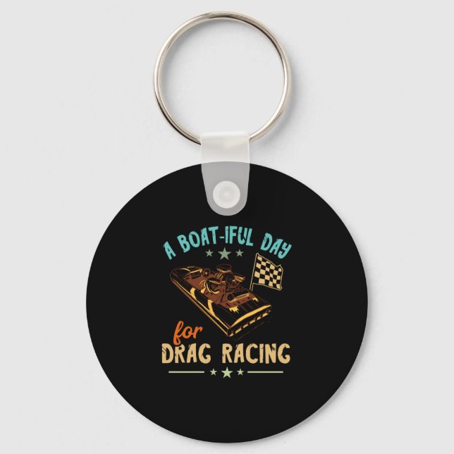 Dragbåt racing vacker dag båtman speedbåt nyckelring (Framsida)