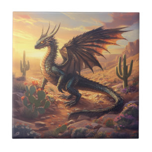Dragbricka i sydvästra öknen - Fantasy Wall Decor Kakelplatta