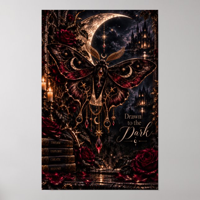Dragen till det mörka | Gotisk Celestial Moth-dagb Poster (Framsidan)