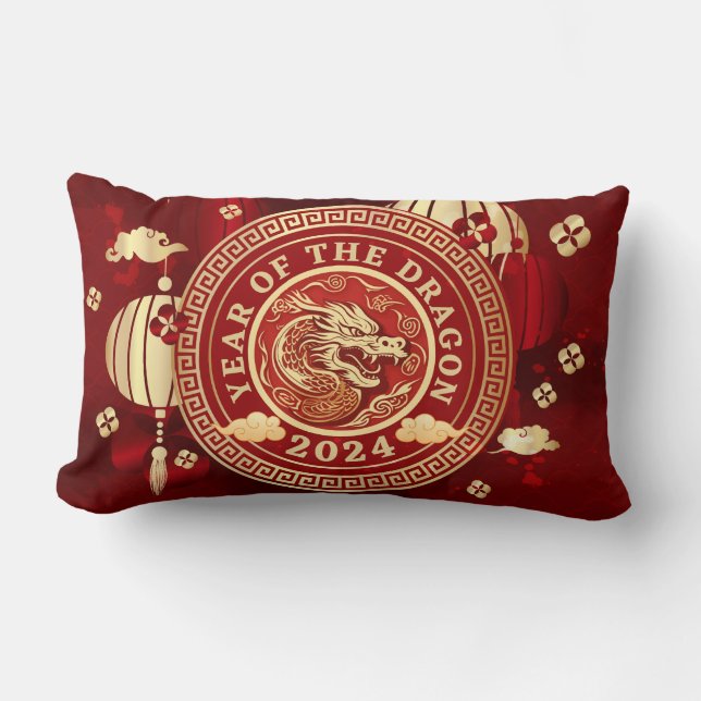 Dragens år 2024 | Kinesiskt zodiactecken Lumbarkudde (Framsida)