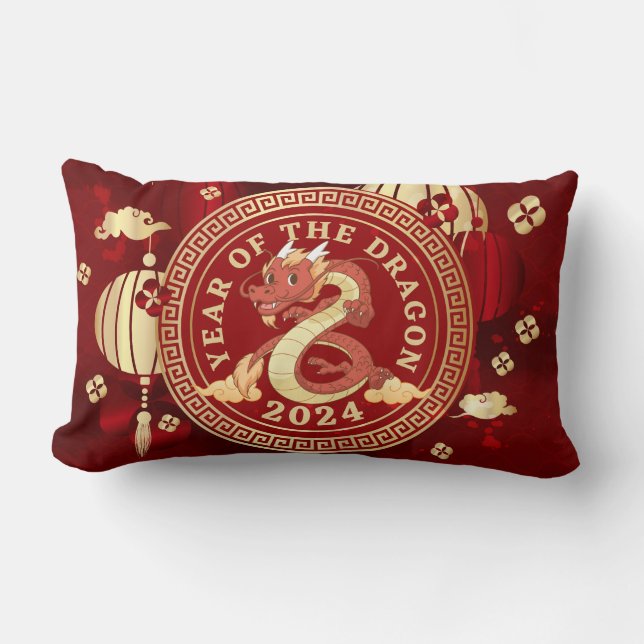 Dragens år 2024 | Kinesiskt zodiactecken Lumbarkudde (Framsida)