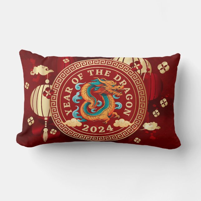 Dragens år 2024 | Kinesiskt zodiactecken Lumbarkudde (Framsida)