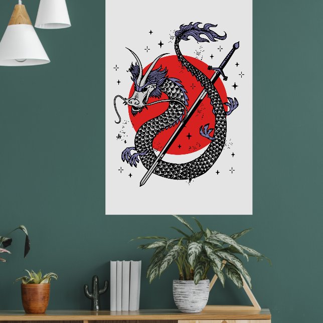 Dragens fians: Ett majestätiskt kinesiskt verk Poster (Vardagsrum 1)