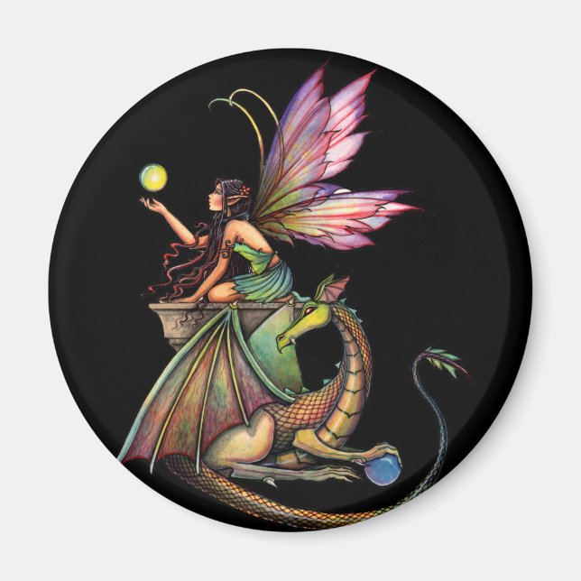 Dragens Orbs Fairy and Dragon av Molly Harrison Magnet (Framsidan)