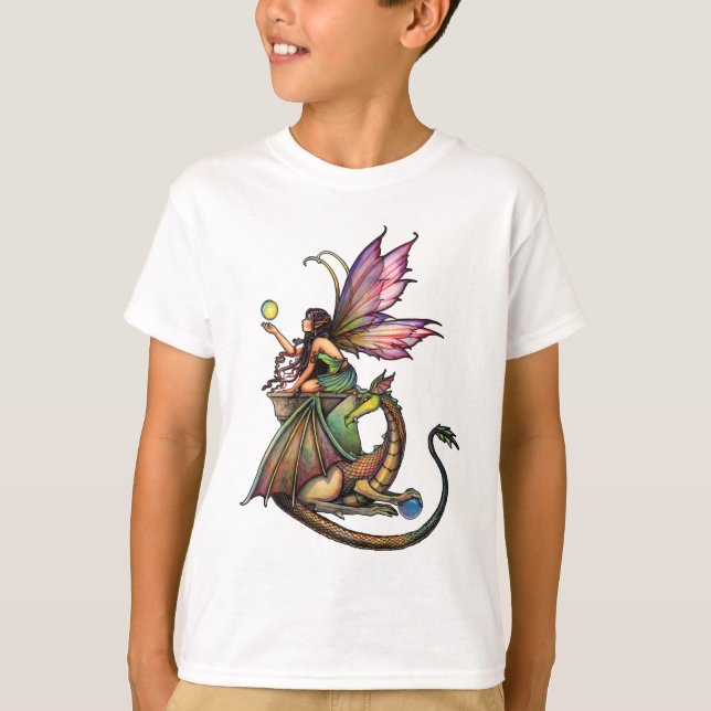 Dragens Orbs Fairy and Dragon av Molly Harrison T Shirt (Framsida)
