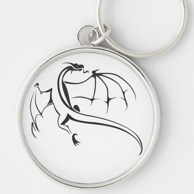 Dragens värld rund silverfärgad nyckelring (Framsidan)