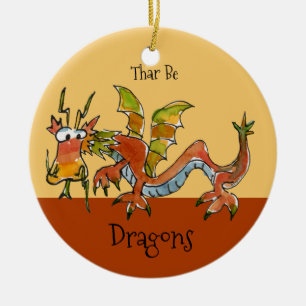 Drageringar av typen Thar Be Julgransprydnad Keramik