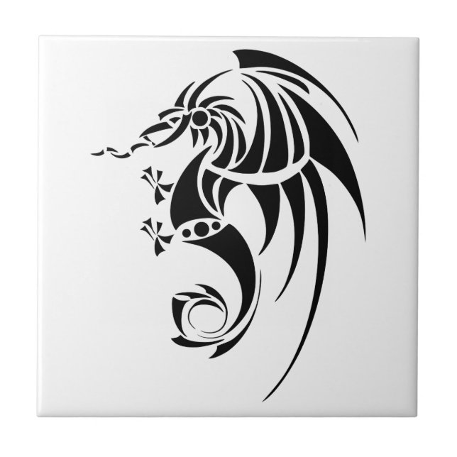 Dragissous V1 - svart drake Kakelplatta (Framsidan)