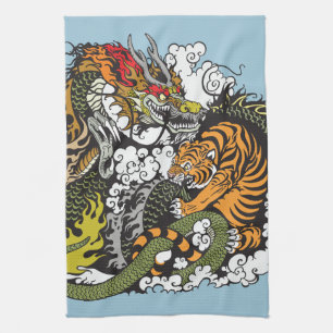 dragkamp och tigerkamp kökshandduk