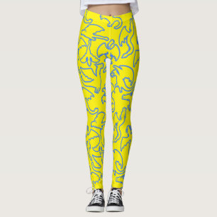 Dragkontur mönster 03.b B Gult BG Leggings