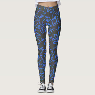 Dragkontur mönster 03.b D Grått BG Leggings
