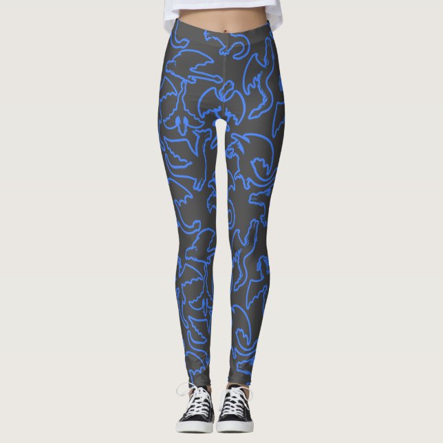 Dragkontur mönster 03.b D Grått BG Leggings (Framsida)