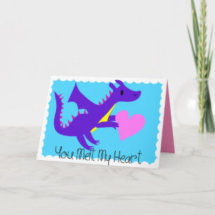 Dragkortskorten Cute Dragon Valentines day Valenti Helgkort