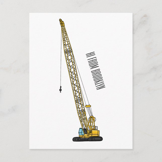 Dragline grävmaskin serieillustration vykort (Framsida)