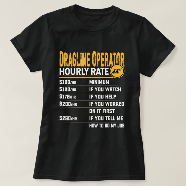 Dragline operator Timrate Funny Excavator Oper T Shirt (Design framsida)