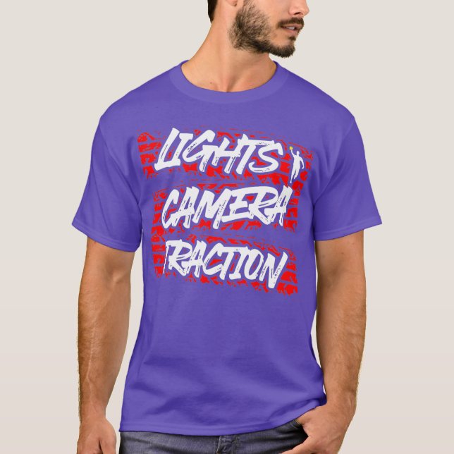 Dragningskatadra tävla för ljus kamera t shirt (Framsida)