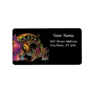 DRAGO/FANTASY DRAGON Black Adressetikett