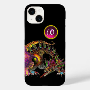 DRAGO,FANTASY DRAGON,ROSA LILA GEMSTONE MONOGRAM