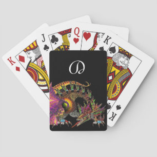 DRAGO,FANTASY GULD DRAGON IN LILA BLACK Monogram Casinokort