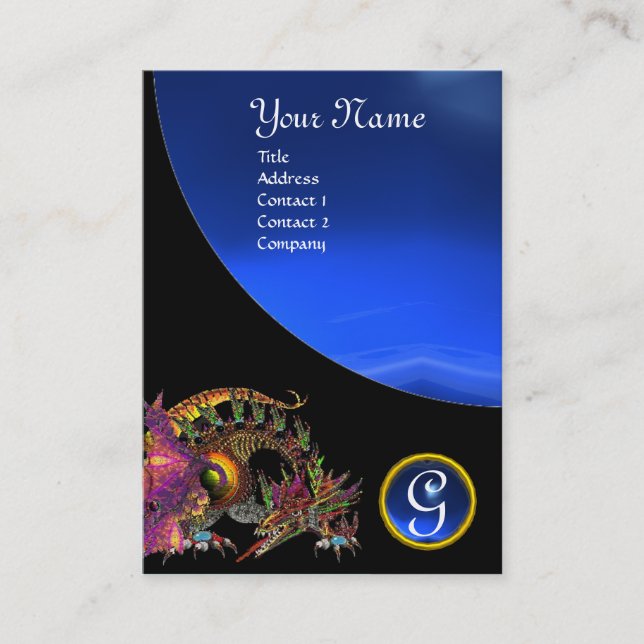 DRAGO GEM STONE MONOGRAM Black blue sapphire Visitkort (Framsida)
