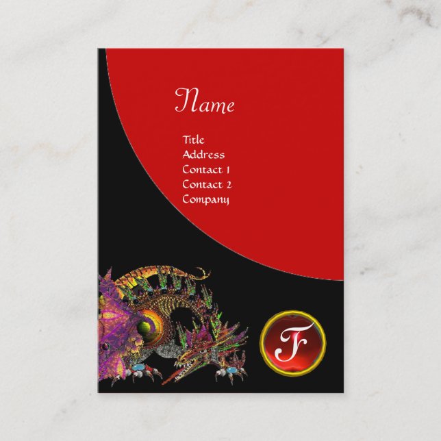 DRAGO GEM STONE MONOGRAM Black lila violet ruby Visitkort (Framsida)