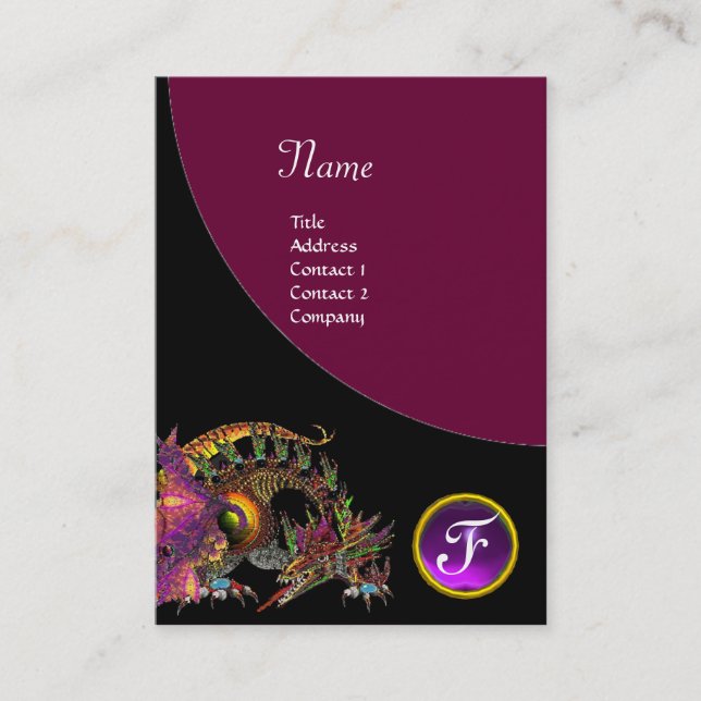 DRAGO GEM STONE MONOGRAM Black lila violet Visitkort (Framsida)
