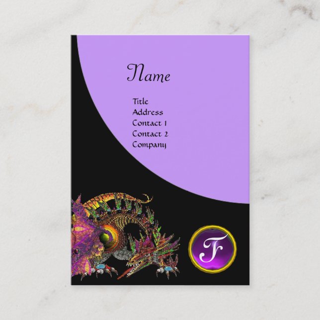 DRAGO GEM STONE MONOGRAM Black lila violet Visitkort (Framsida)