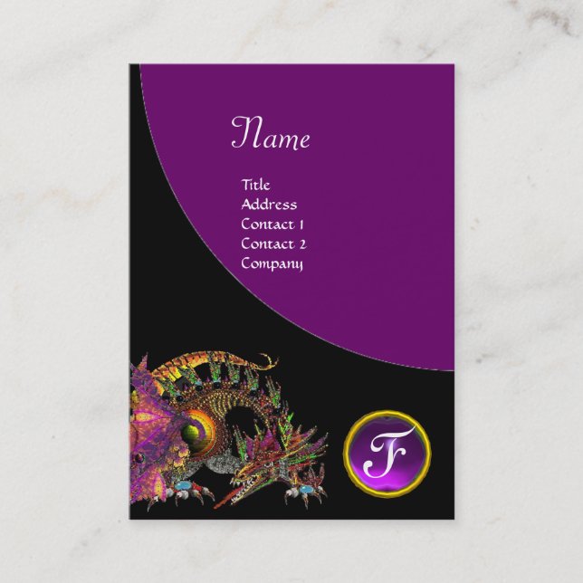 DRAGO GEM STONE MONOGRAM Black lila violet Visitkort (Framsida)