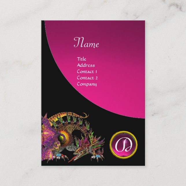 DRAGO GEM STONE MONOGRAM Svart rosa ametyst Visitkort (Framsida)