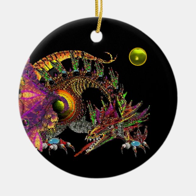 DRAGO Gult Topaz Monogram Julgransprydnad Keramik (Framsidan)