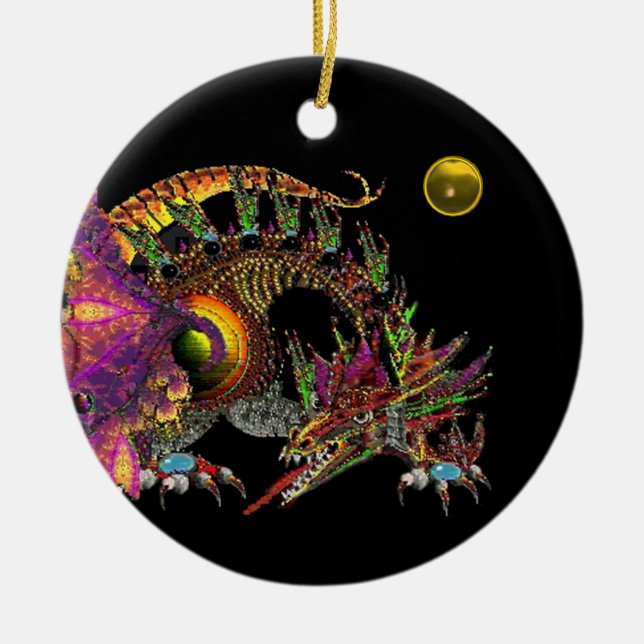 DRAGO Gult Topaz Monogram Julgransprydnad Keramik (Framsidan)