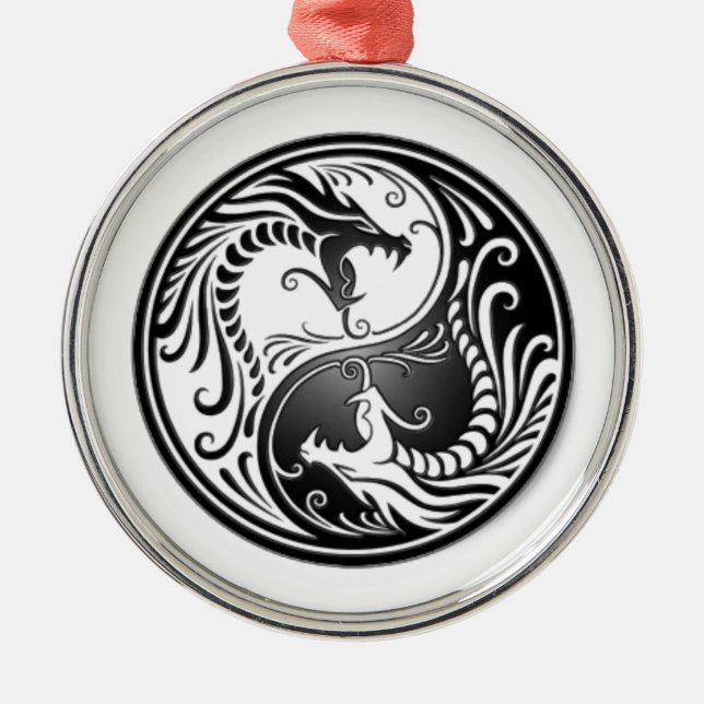 dragoes de yin yang julgransprydnad metall (Framsidan)