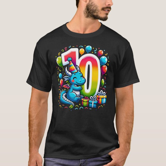 Dragon 10th birthday boy girl 10 years old tenth t t shirt (Framsida)