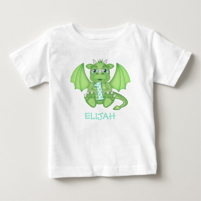 Dragon 1 st Birthday Shirt - Personlig Tee (Framsida)