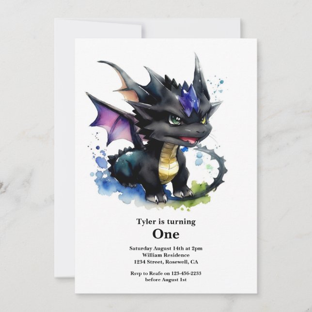 Dragon 1st Birthday Inbjudningar (Framsida)