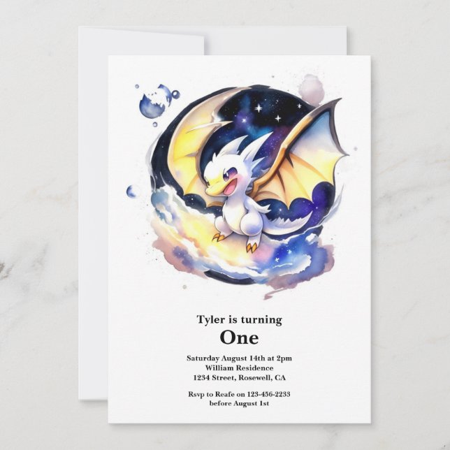 Dragon 1st Birthday Inbjudningar (Framsida)