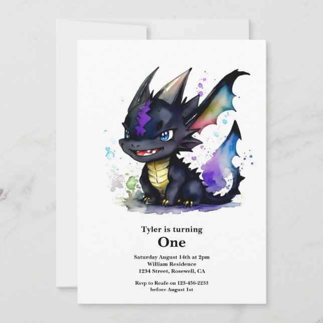 Dragon 1st Birthday Inbjudningar (Framsida)