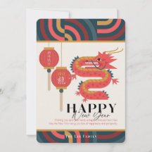 Dragon 2024 Teal Chinese New Year Helgdag Card