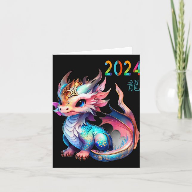 Dragon 2024 Year Of The Dragon Happy Lunar New Yea Kort (Framsida)
