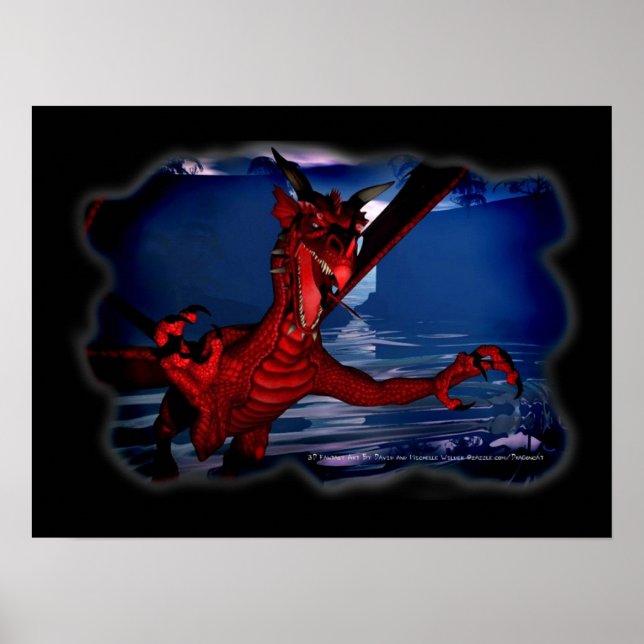Dragon 3D Fantasy Art Poster (Framsidan)