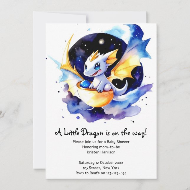 Dragon Adorned Baby Shower-insamling Inbjudningar (Framsida)