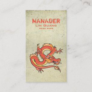 Dragon-Affärskort för kinesisk Restaurant Manager Visitkort