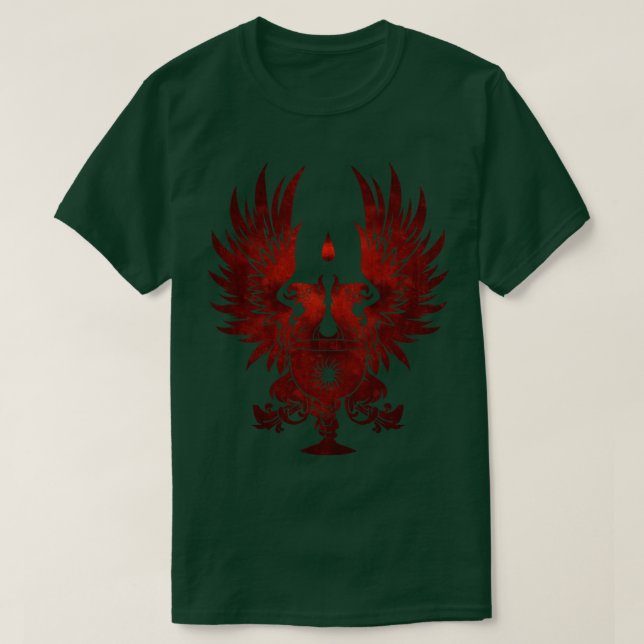 Dragon Age Grått Warden Red White BG T Shirt (Design framsida)