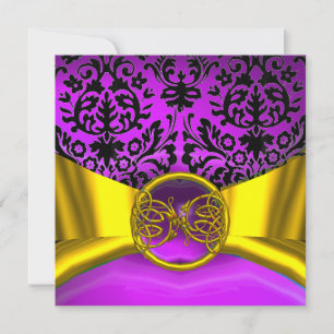 DRAGON ÄLSKA GULD LILA SVART DAMAST MONOGRAM INBJUDNINGAR