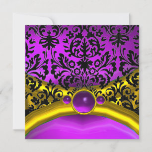 DRAGON ÄLSKA GULD LILA SVART DAMAST MONOGRAM INBJUDNINGAR