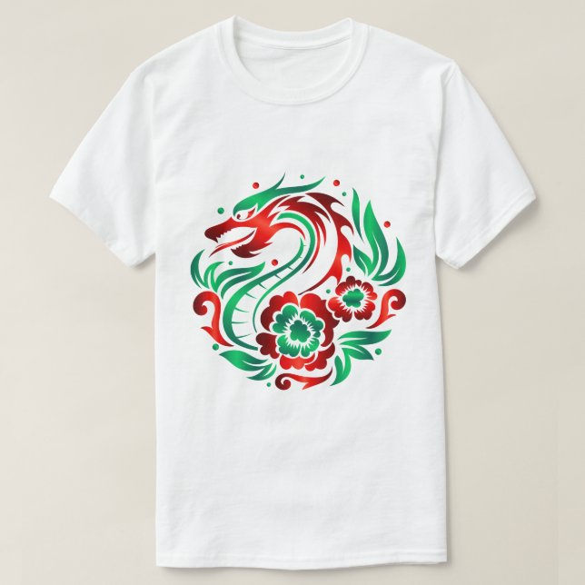 Dragon Amidst Blommars T Shirt (Design framsida)