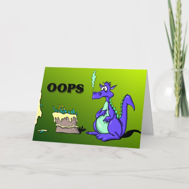 Dragon and Cake Card Kort (Framsida)
