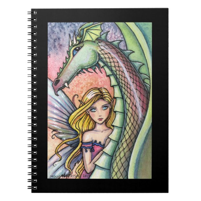 Dragon and Fairy Notebook Journal Anteckningsbok Med Spiral (Framsidan)