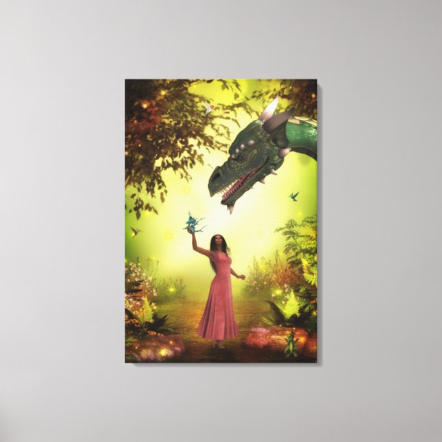 Dragon and Girl Canvastryck (Framsida)
