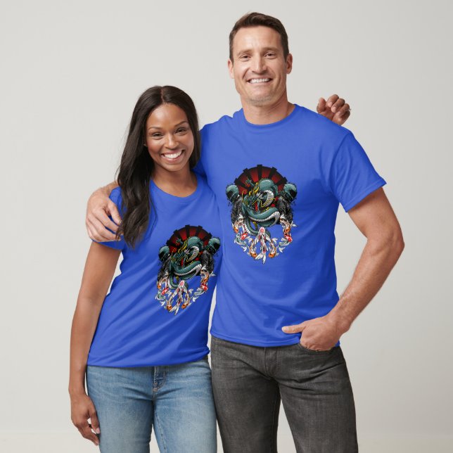 Dragon and Koi Fish Tattoo Design - Japanese Style T Shirt (Unisex)